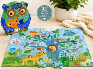 Djeco Owl Puzzle Woodland Animals Preschool Learning Game 24 Pc NIB